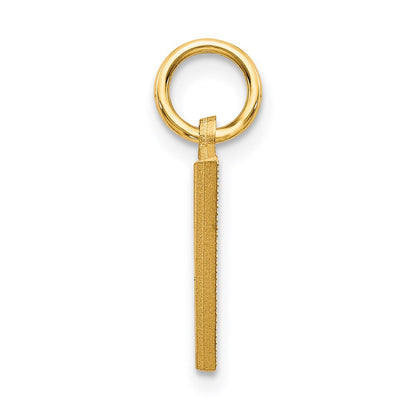 14k Yellow Gold Satin Diamond-cut Letter V Initial Charm Pendant