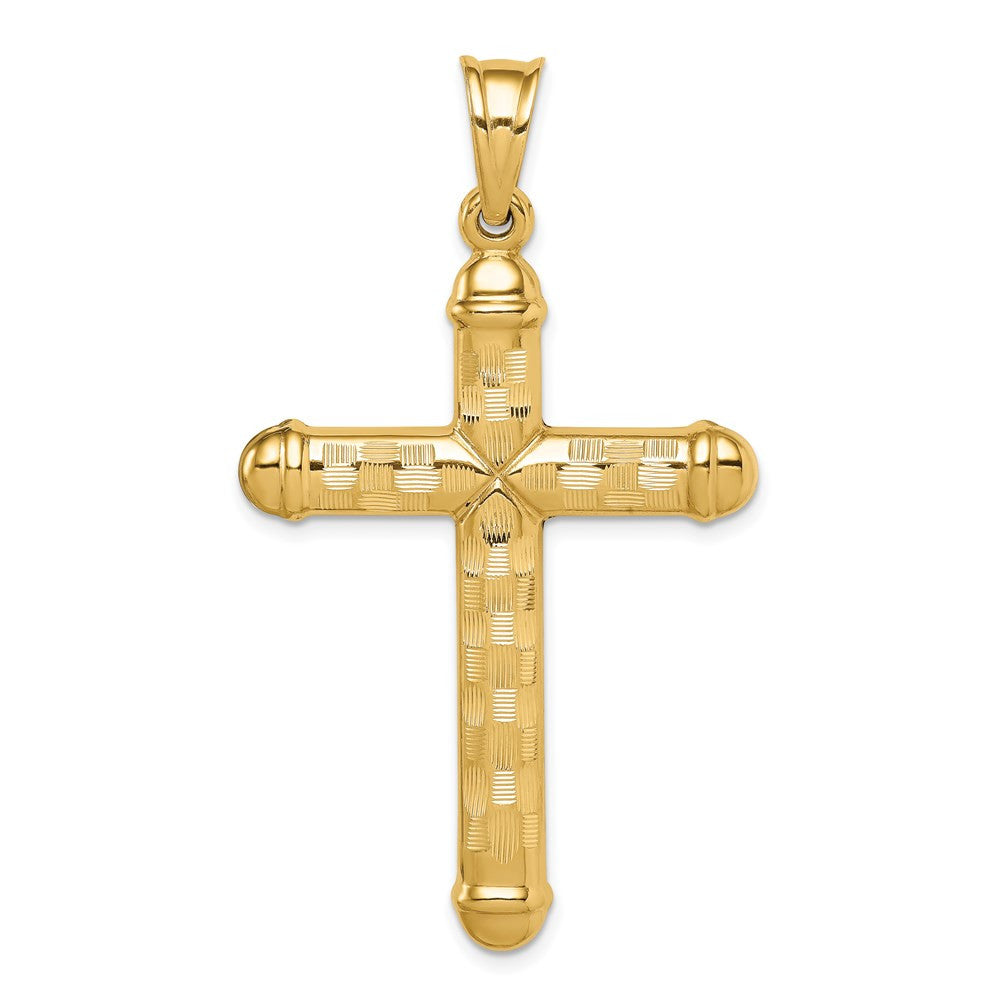 14k Yellow Gold Hollow Diamond-cut Cross Pendant