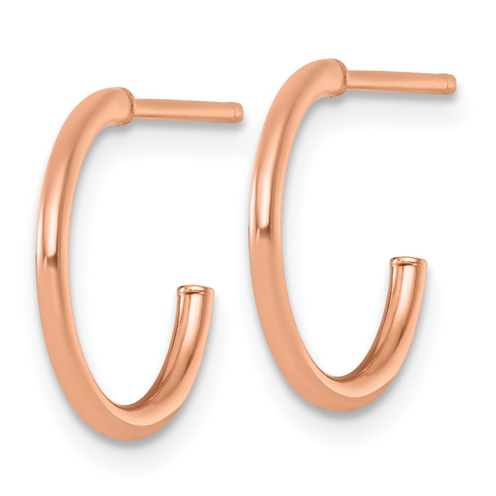 14k Rose Gold Polished 1.5 x 14mm Solid C-Hoop Earrings
