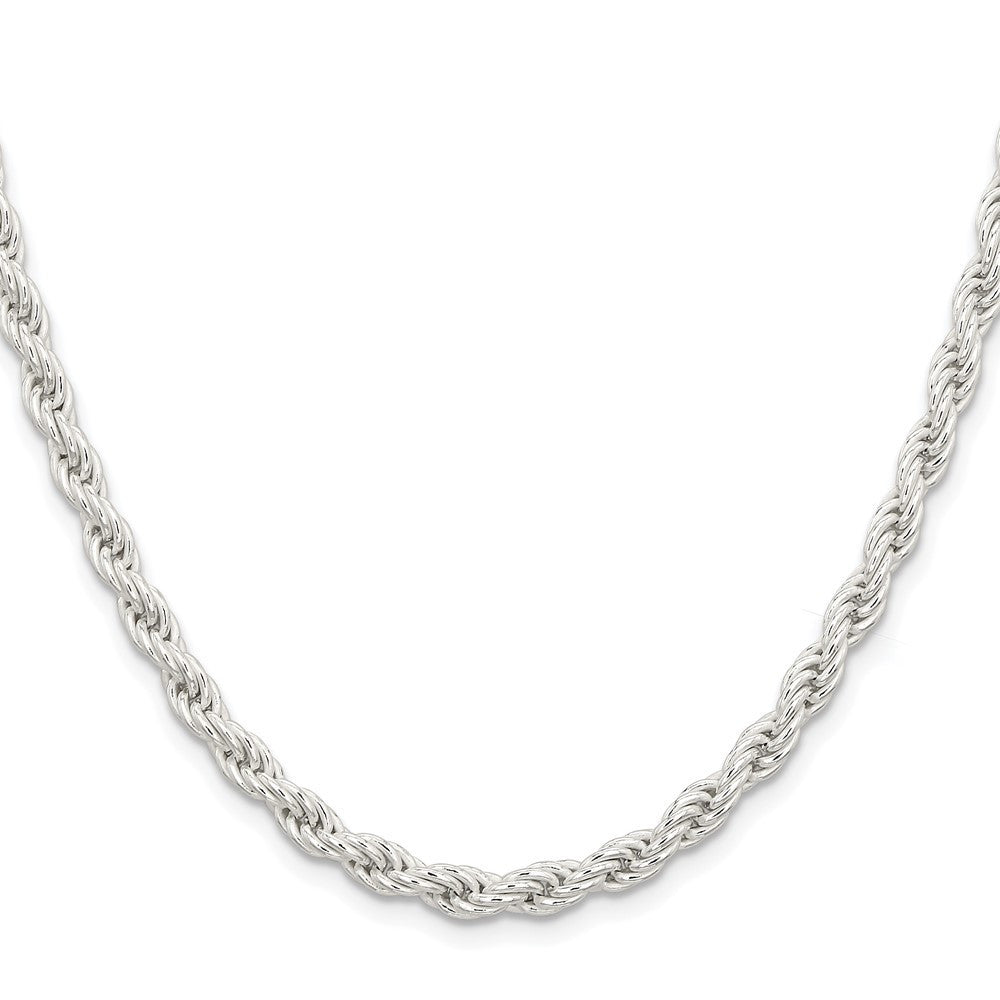 Sterling Silver Rhodium-plated 5mm Solid Rope Chain Necklace 20"