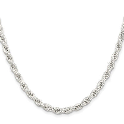 Sterling Silver Rhodium-plated 5mm Solid Rope Chain Necklace 20"