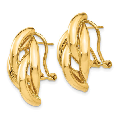 14k Yellow Gold Swirl Omega Back Drop & Dangle Earrings