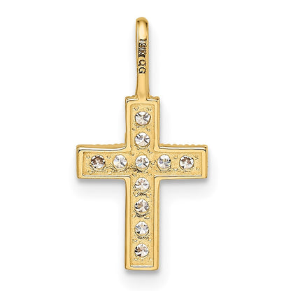 14k Yellow Gold CZ Cross Pendant