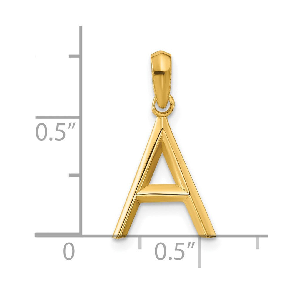 14k Yellow Gold Fancy Letter A Initial Pendant