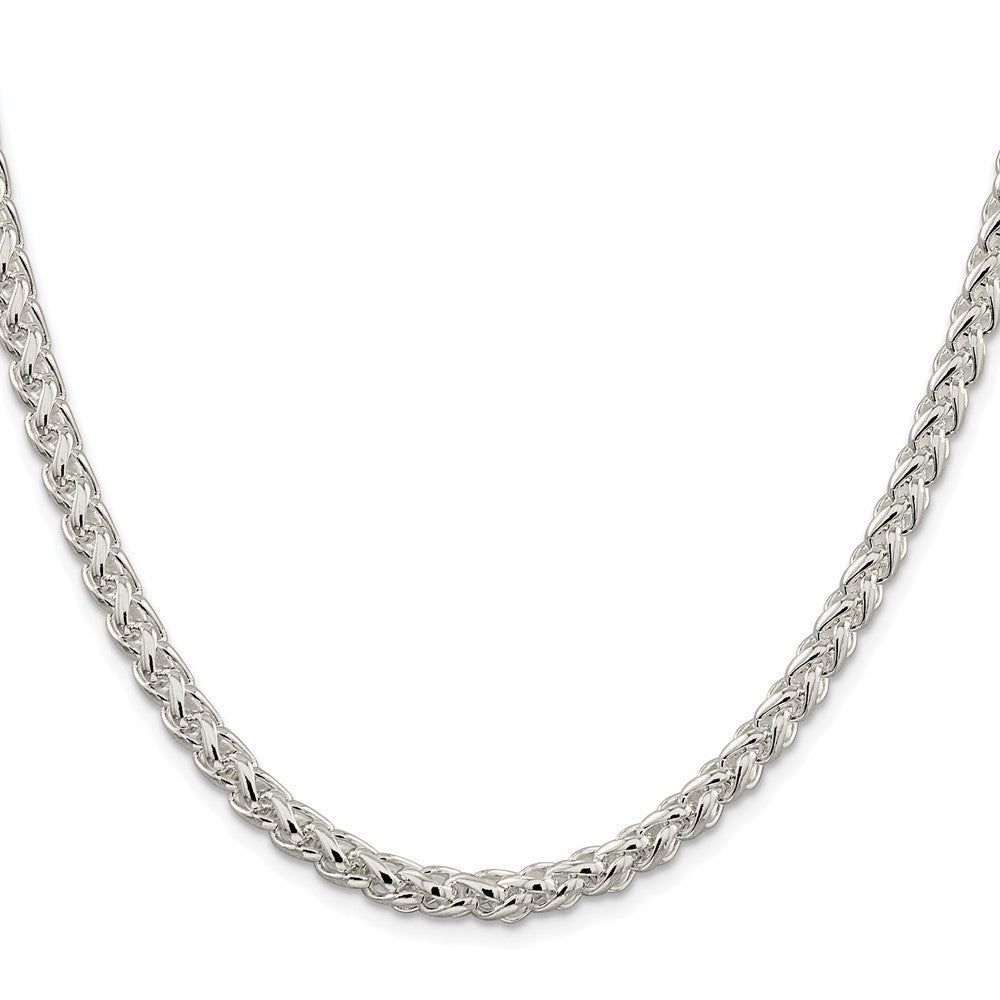 Sterling Silver Rhodium-plated 5mm Round Spiga Chain Necklace 26"