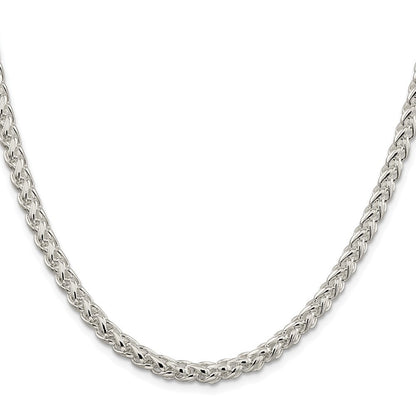 Sterling Silver Rhodium-plated 5mm Round Spiga Chain Necklace 26"