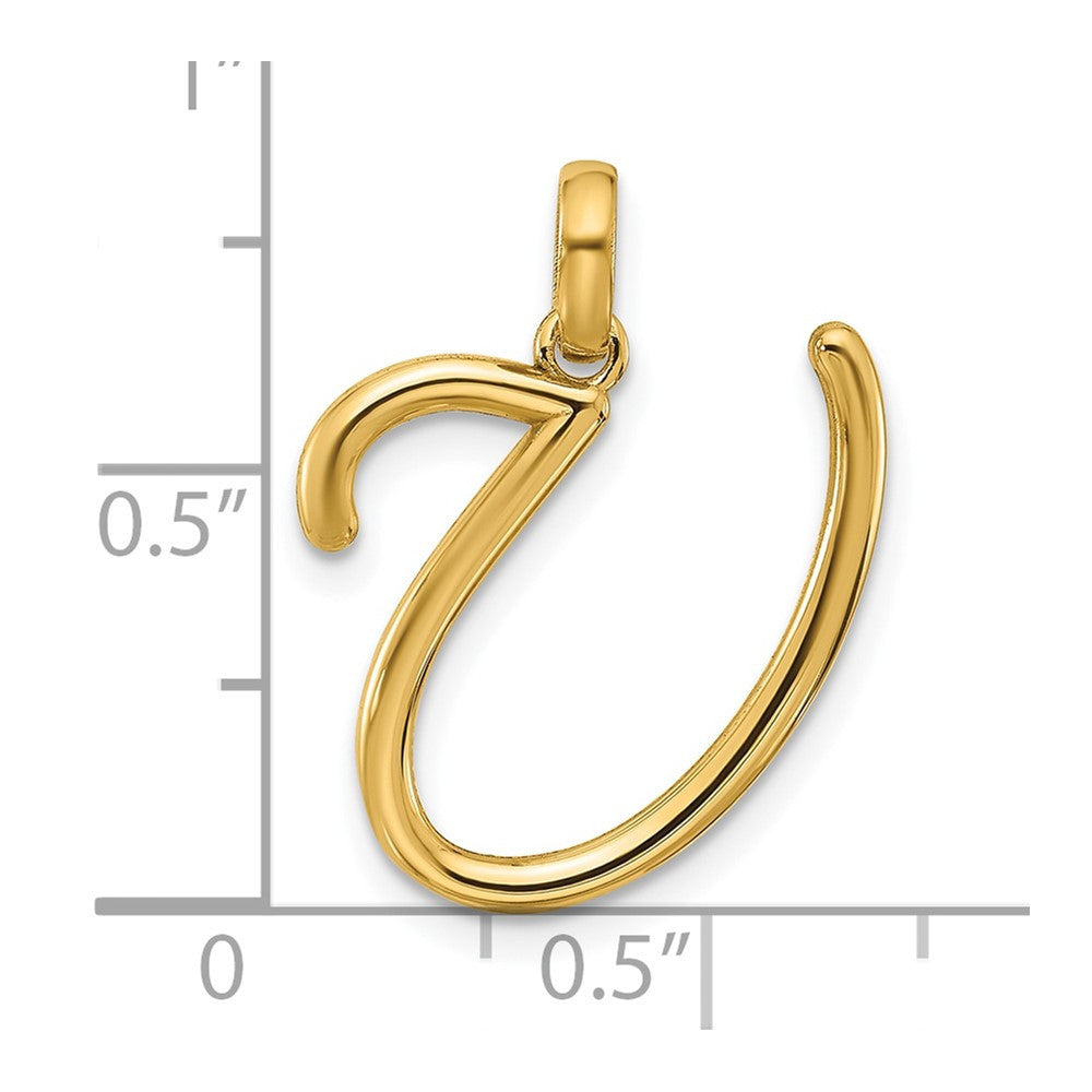 14k Yellow Gold Fancy Letter U Initial Pendant