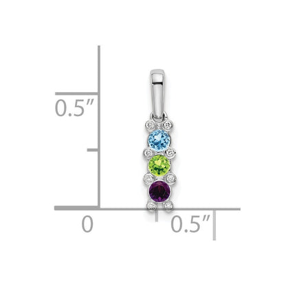 14k White Gold Family Jewelry Diamond Semi-Set Pendant