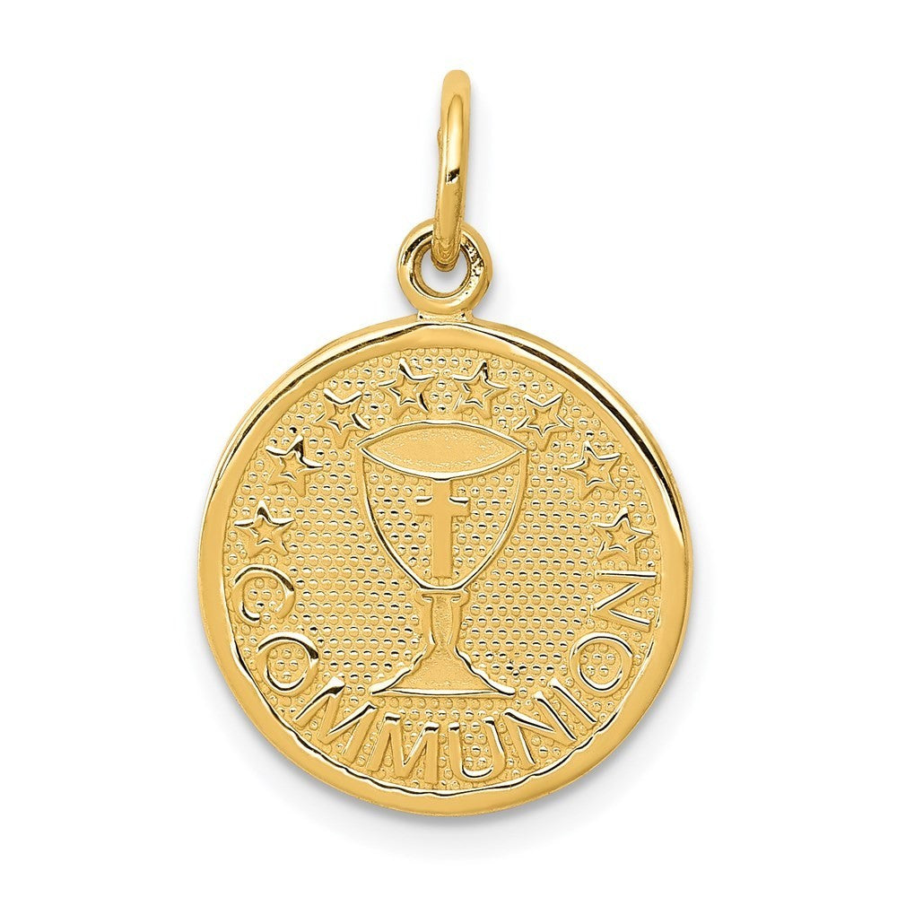 14k Yellow Gold Satin and Polished Communion Charm Pendant