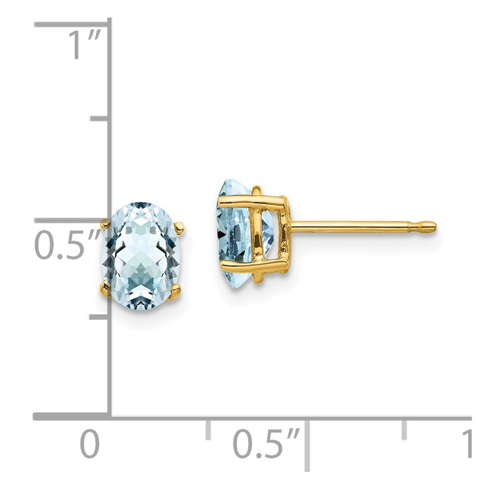 14k Yellow Gold Aquamarine Stud Earrings