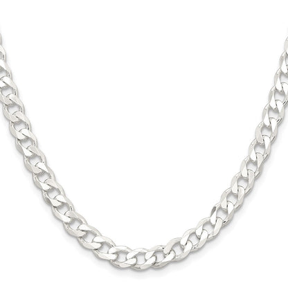 Sterling Silver 6.5mm Curb Chain Necklace 24"