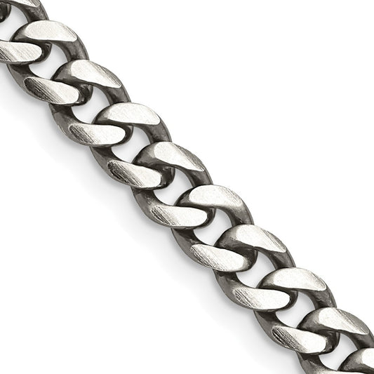 Sterling Silver Antiqued 6.0mm Curb Chain Necklace 24"