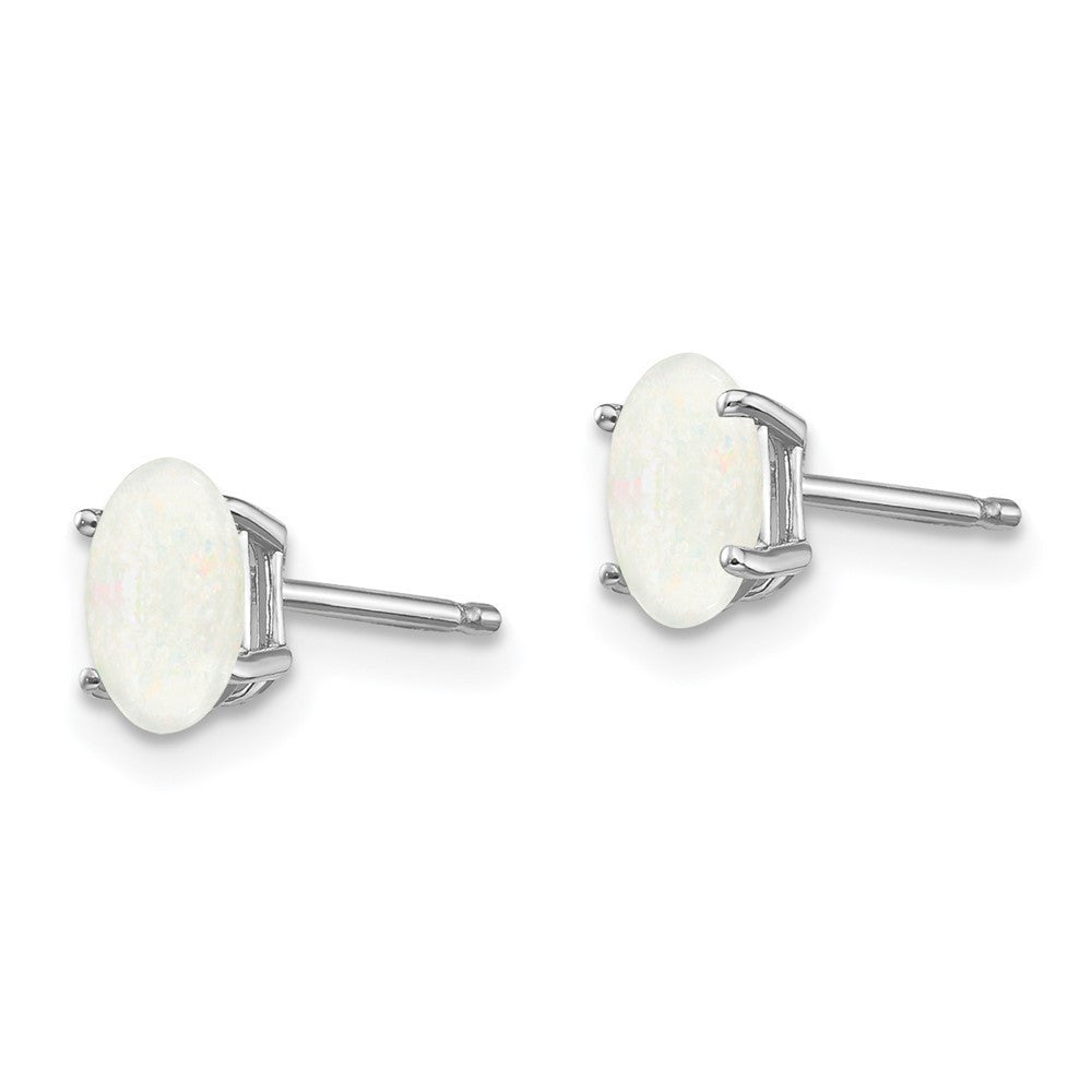 14k White Gold 6x4mm Opal Stud Earrings