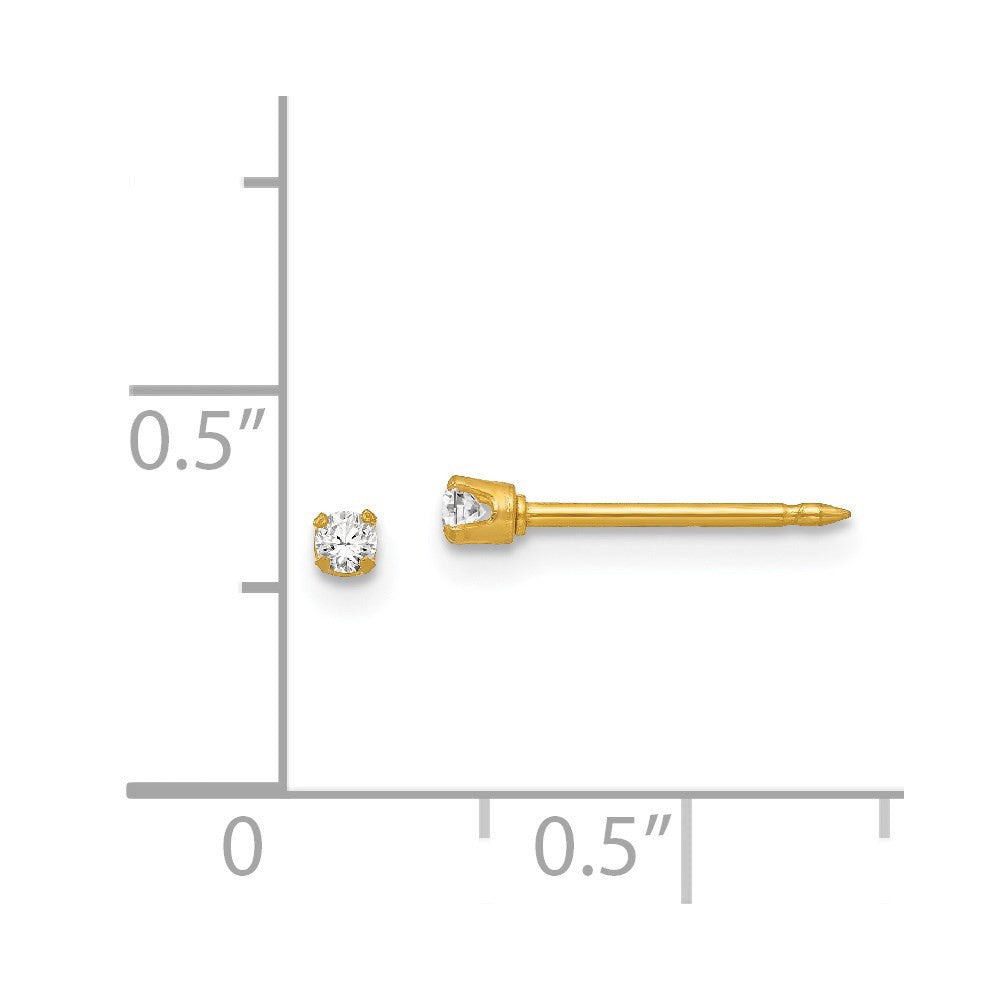 18k Yellow Gold 2mm CZ Stud Earrings