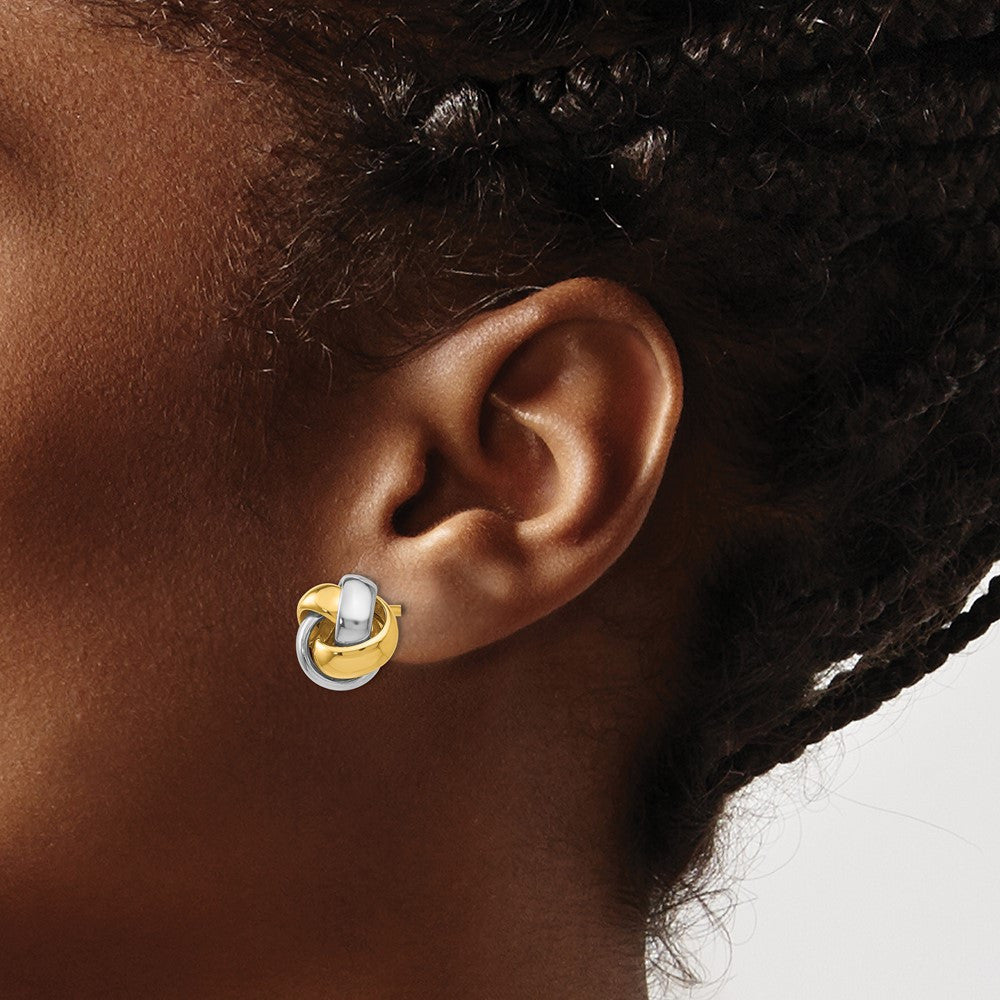 14k Two-tone Knot Stud Earrings