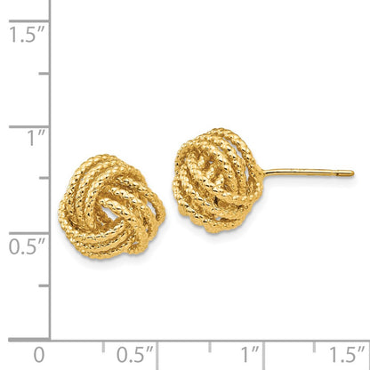 14k Yellow Gold Polished & Twisted Love Knot Stud Earrings