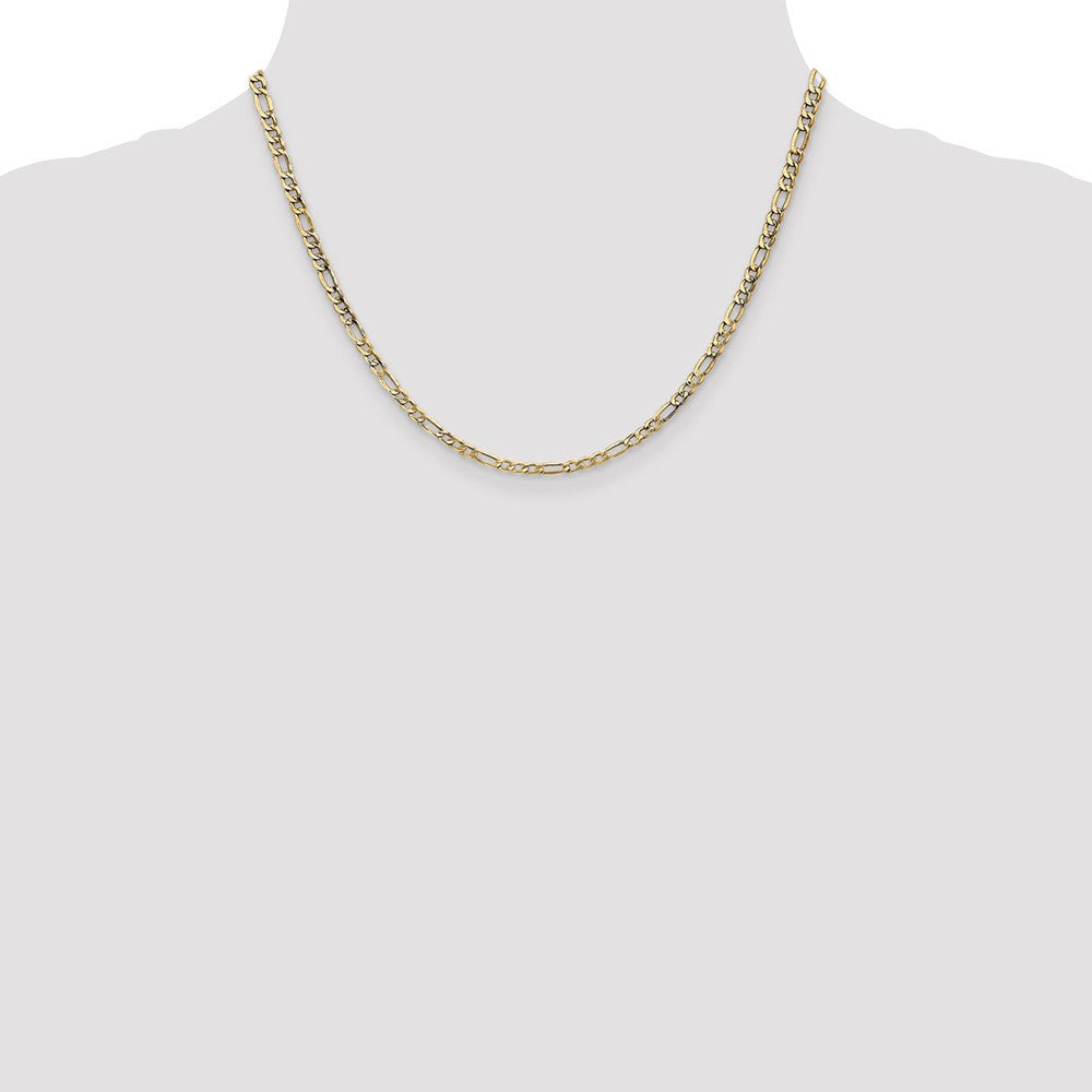 14k Yellow Gold 3.5mm Semi-Solid Figaro with Lobster Clasp Chain Necklace 18"