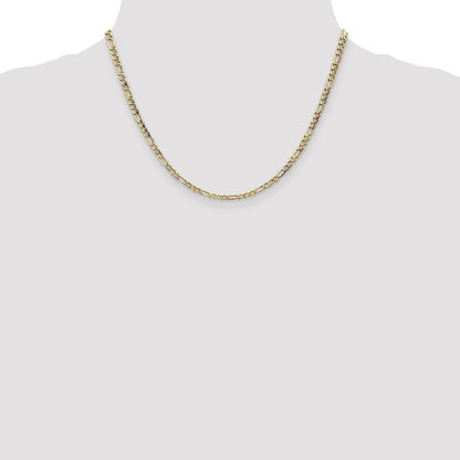 14k Yellow Gold 3.5mm Semi-Solid Figaro with Lobster Clasp Chain Necklace 18"