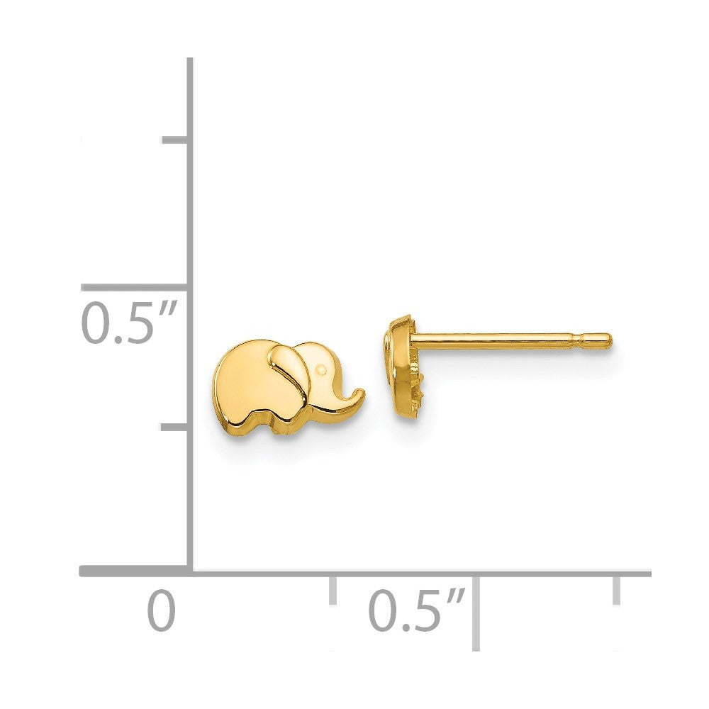 14k Yellow Gold Polished Elephant Stud Earrings