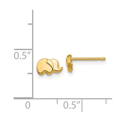 14k Yellow Gold Polished Elephant Stud Earrings