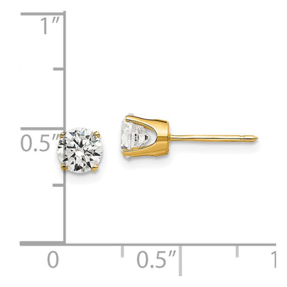 14k Yellow Gold 5mm Cubic Zirconia stud earrings