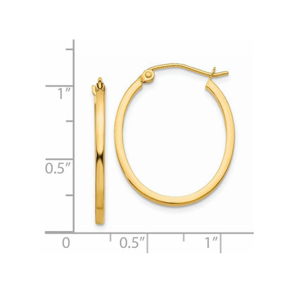 14k Yellow Gold Lightweight Fancy Oval Hoop Earrings