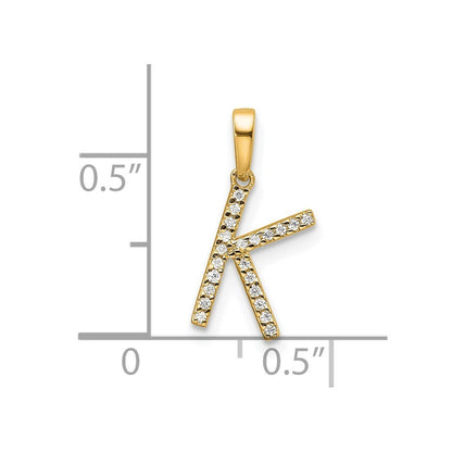 14k Yellow Gold Diamond Letter K Initial Pendant