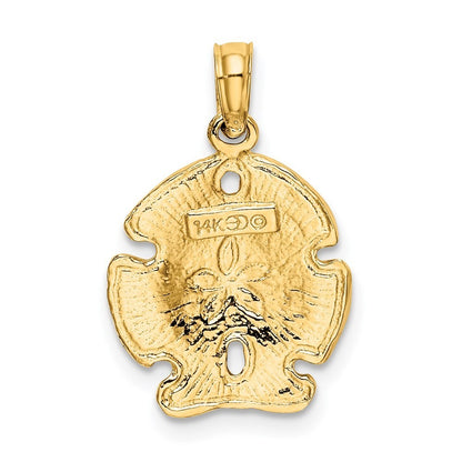 14k Yellow Gold Polished Sand Dollar Charm Pendant