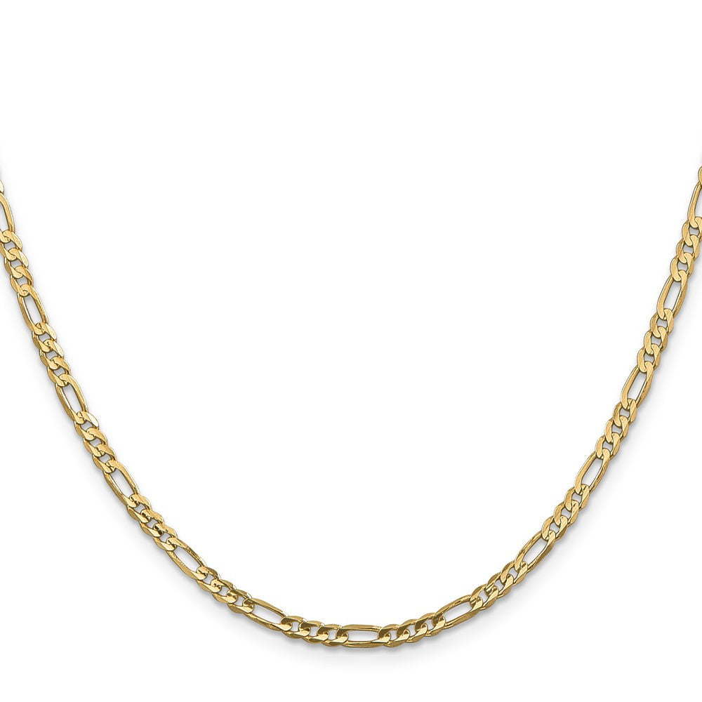 14k Yellow Gold 3mm Concave Open Figaro with Lobster Clasp Chain Necklace 16"