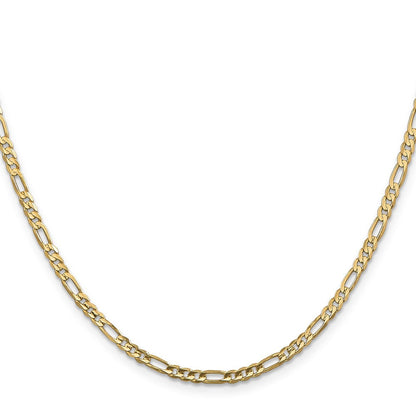 14k Yellow Gold 3mm Concave Open Figaro with Lobster Clasp Chain Necklace 16"