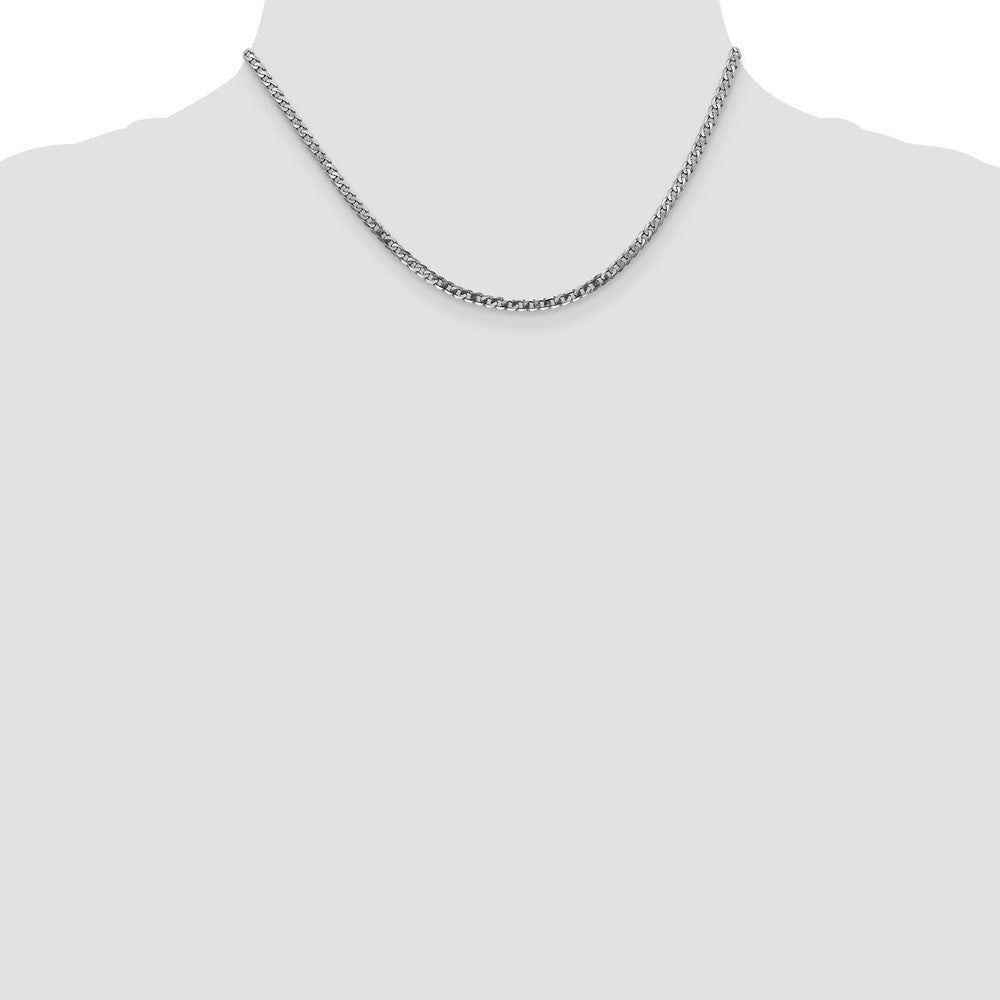 14K White Gold 2.9mm Flat Beveled Curb with Lobster Clasp Chain Necklace 16"