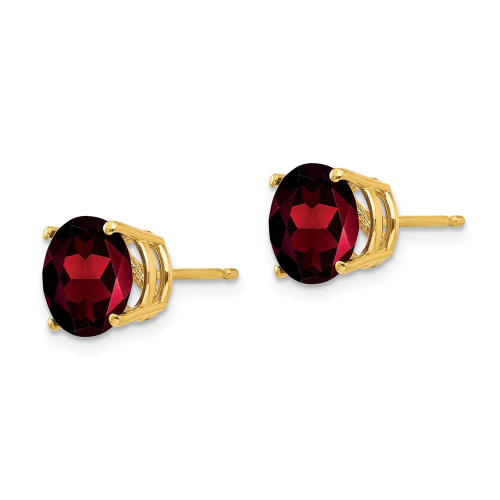 14k Yellow Gold 8mm Garnet Stud Earrings