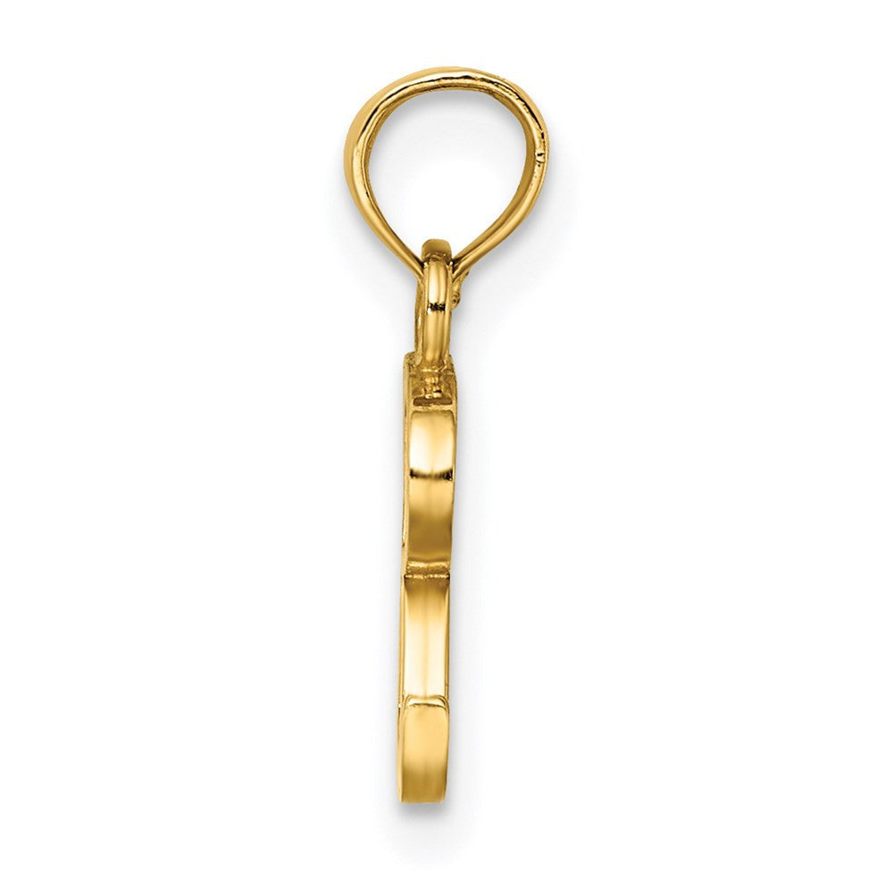14k Yellow Gold Polished Block Letter R Initial Pendant