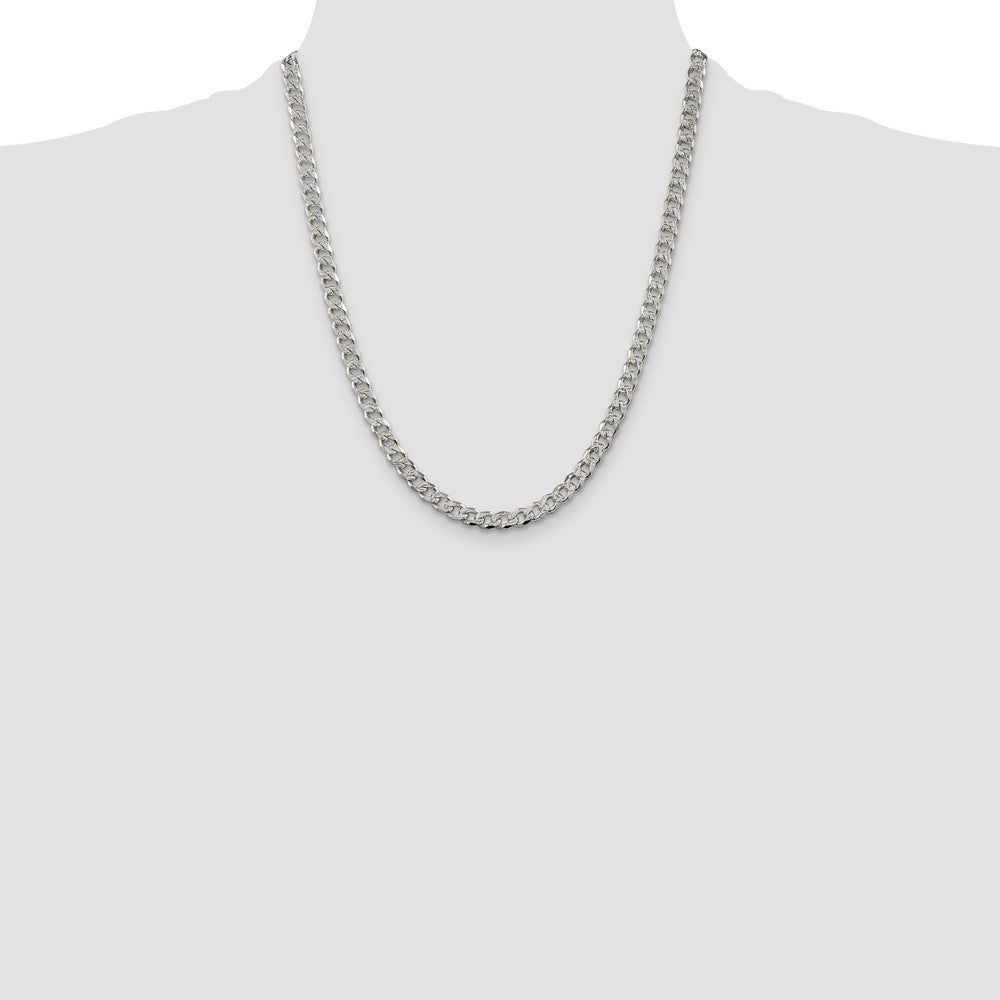 Sterling Silver 5.5mm Pav� Curb Chain Necklace 22"