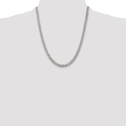 Sterling Silver 5.5mm Pav� Curb Chain Necklace 22"