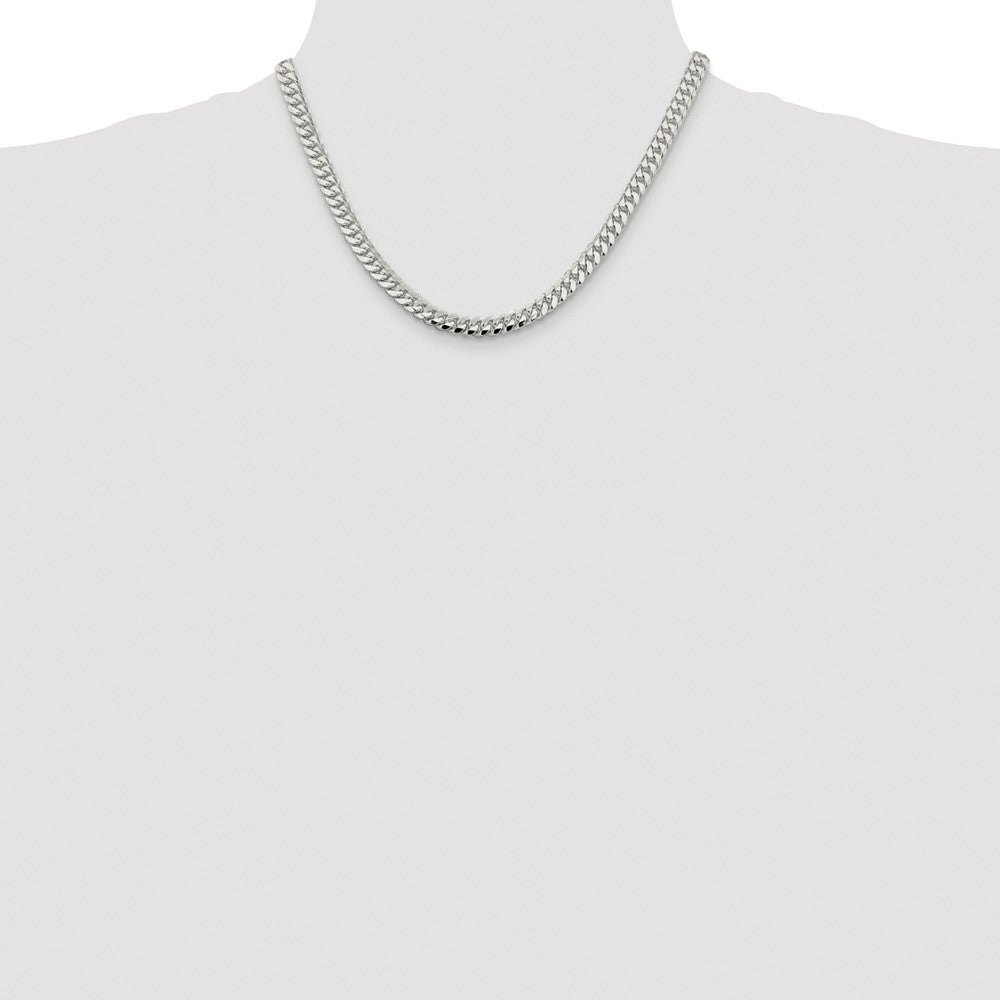 Sterling Silver Rhodium-plated 6.4mm Polished Domed Curb Chain Necklace 18"