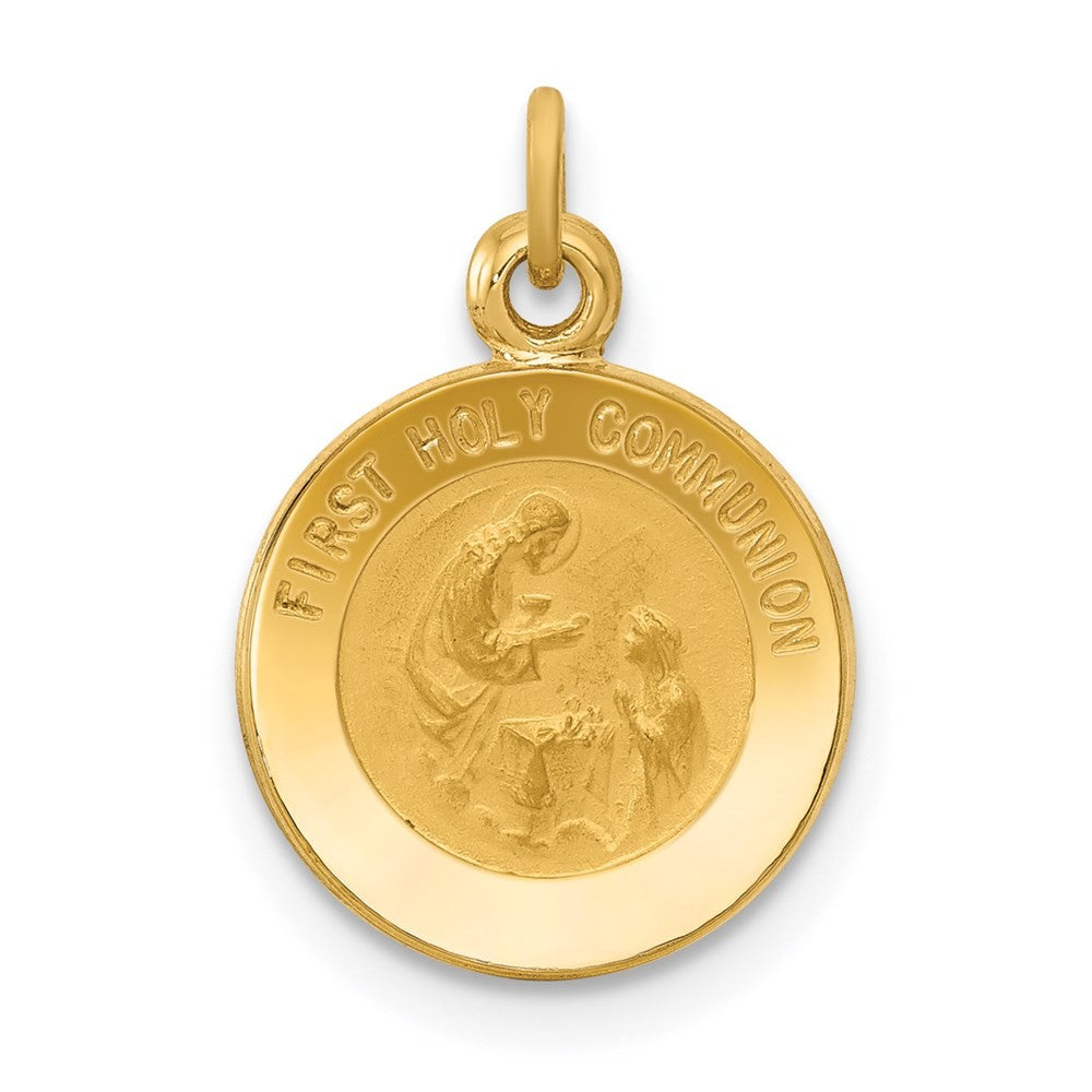 14k Yellow Gold First Communion Medal Charm Pendant