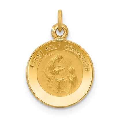 14k Yellow Gold First Communion Medal Charm Pendant
