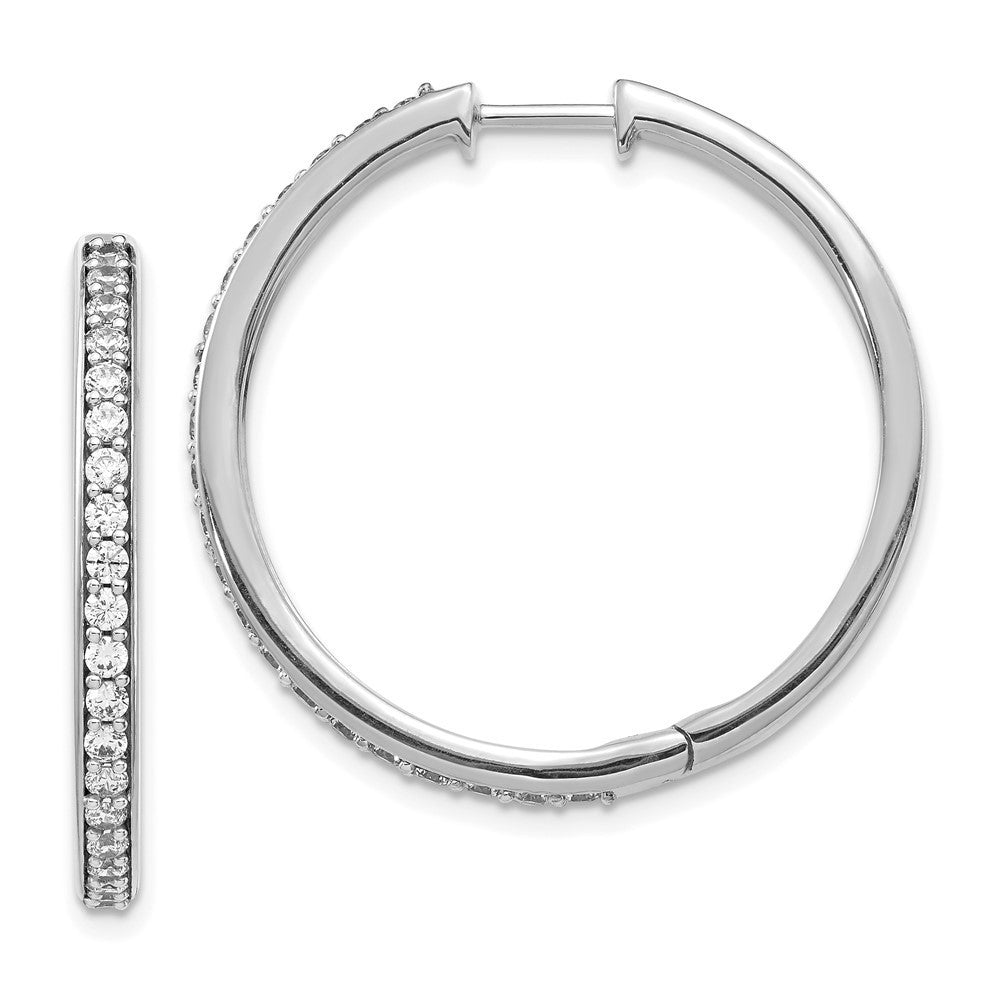 14k White Gold Diamond Hinged Hoop Earrings