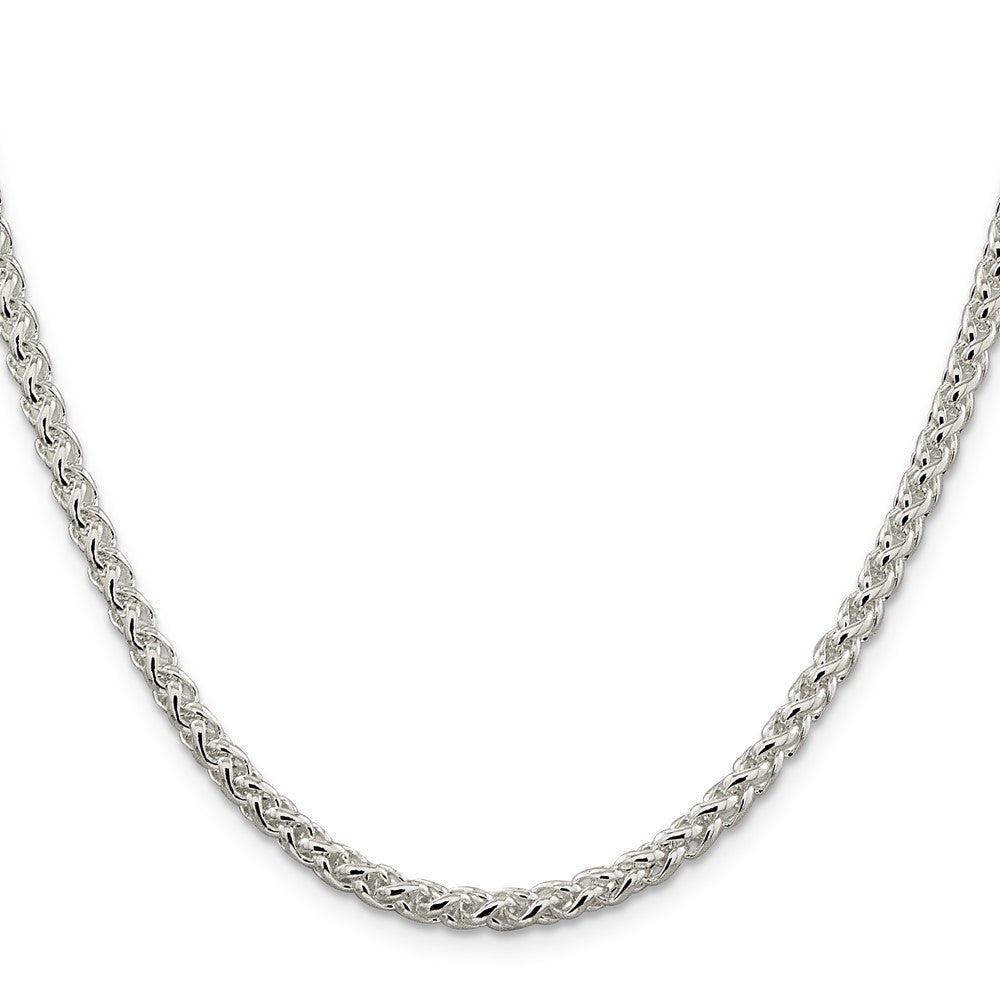 Sterling Silver 4mm Round Spiga Chain Necklace 24"