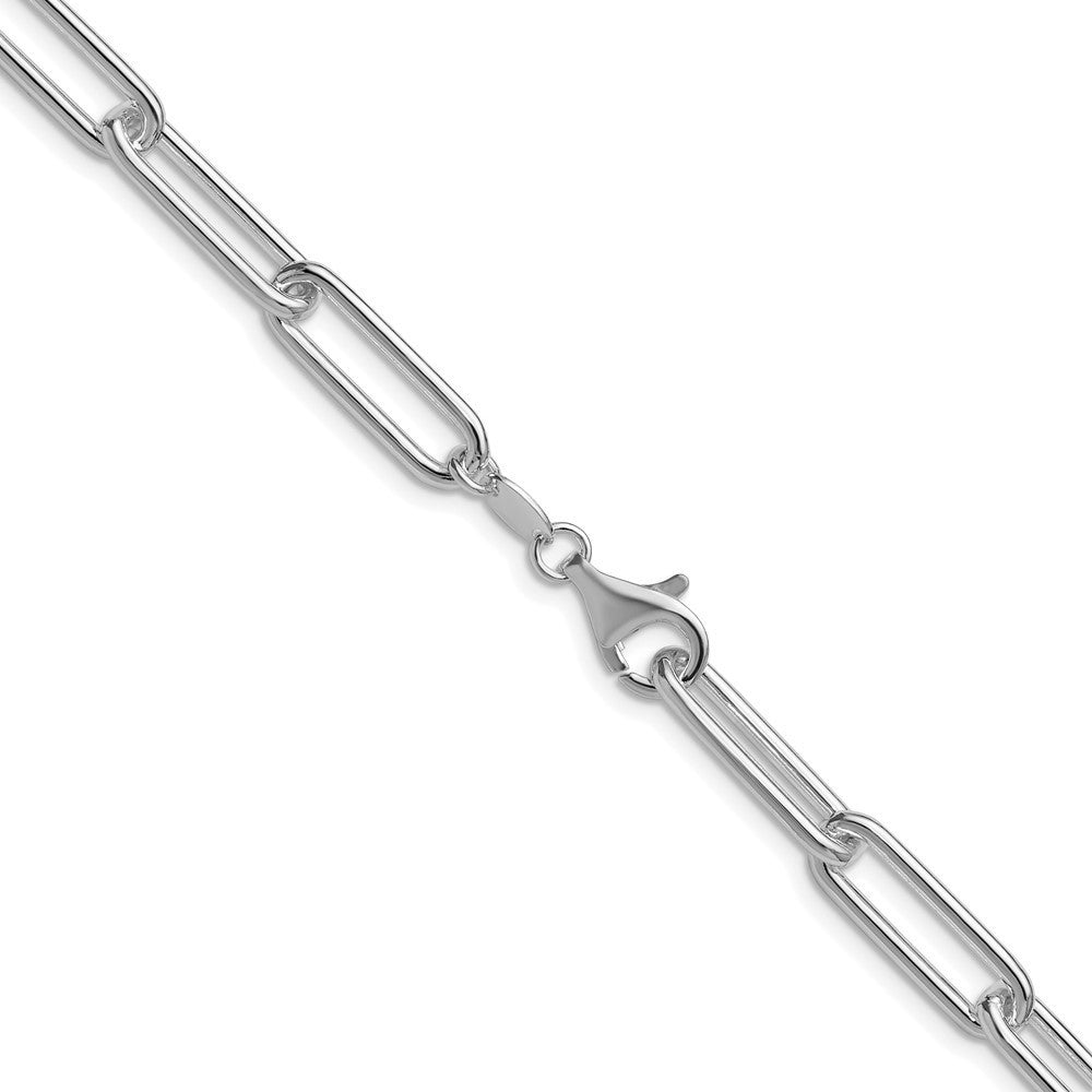 Sterling Silver Rhodium-plated Polished 6.5mm Paperclip Chain Necklace 16"