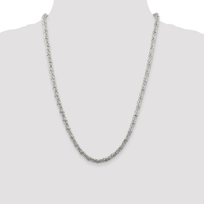 Sterling Silver 4mm Fancy Byzantine Chain Necklace 24"