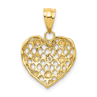 14k Yellow Gold and White Rhodium 1/2pt Diamond Heart Pendant