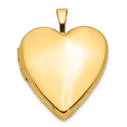 14k Yellow Gold 20mm Plain Polished Heart Locket
