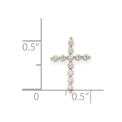 14k Yellow Gold Cubic Zirconia Cross Pendant Chain Slide