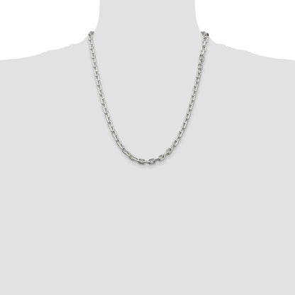 Sterling Silver 5.4mm Beveled Oval Cable Chain Necklace 22"