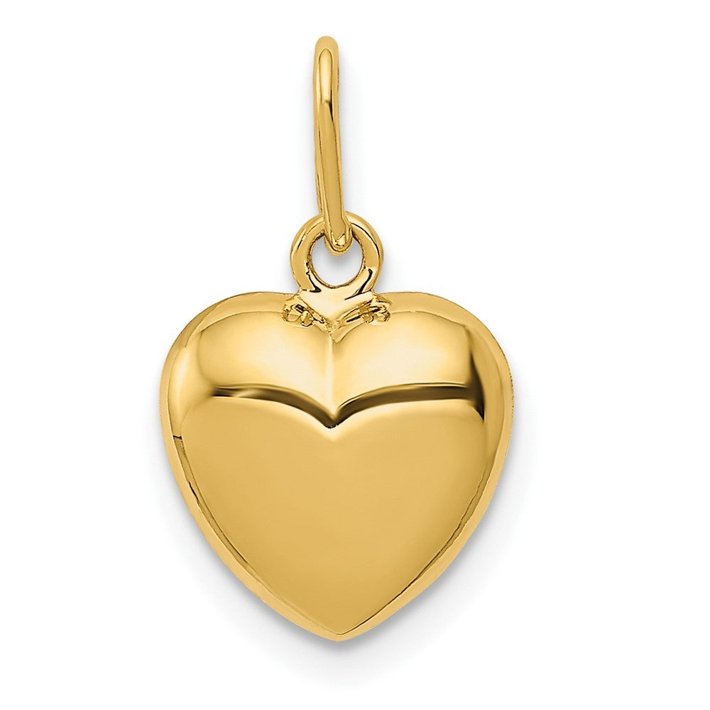 14k Yellow Gold Polished 3-D Puffed Heart Charm Pendant