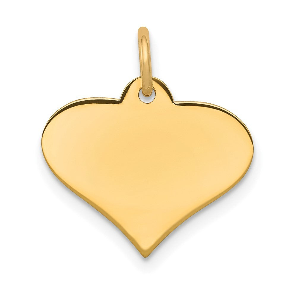 14k Yellow Gold Plain .027 Gauge Engraveable Heart Disc Charm Pendant