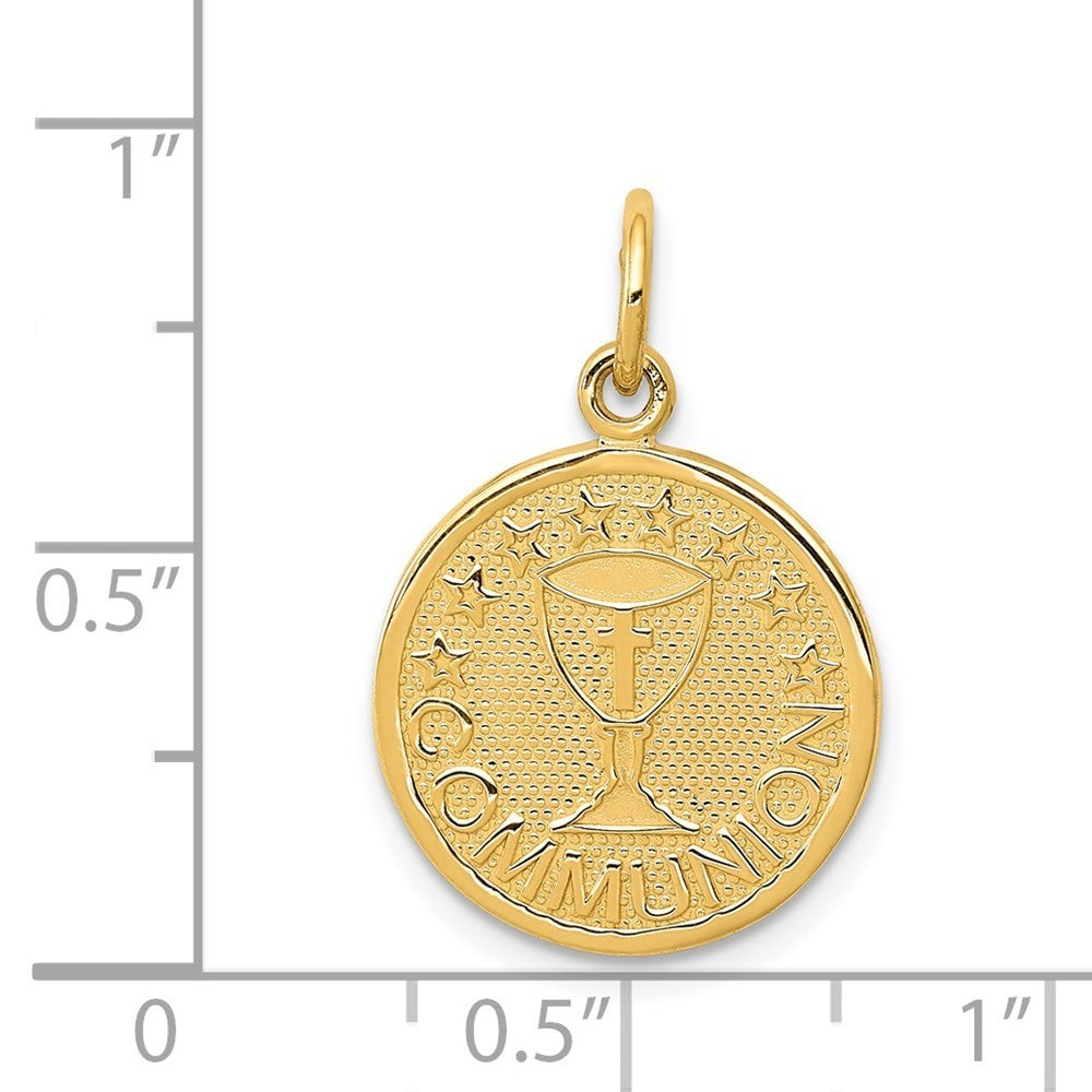 14k Yellow Gold Satin and Polished Communion Charm Pendant