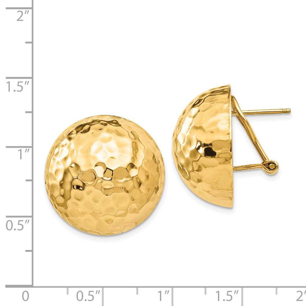 14k Yellow Gold Hammered Omega Back Stud Earrings